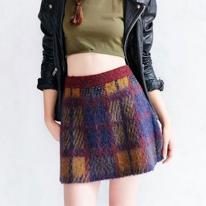 Urban Outfitters Plaid Knit Mini Skirt